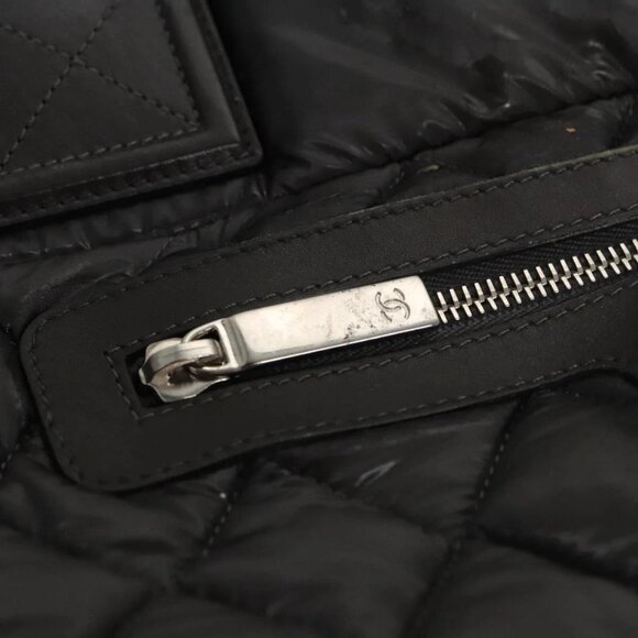 CHANEL Cococoon Hand Bag Nylon Black Silver CC - Picture 10 of 16